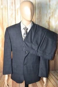 Kenneth Cole Men Slim Fit Black Check 2 Front Button Suit Sz 42SH Wst 34x28 - Picture 1 of 21