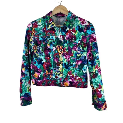 Chaqueta de algodón corta con flores de primavera colorida talla PS Chadwicks of Boston para mujer Foto 1 de 4