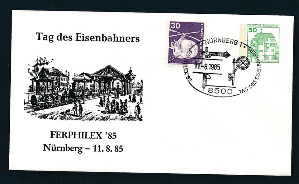 D466597 Alemania Ferrocarril Cubierta Trenes Locomotoras FERPHILEX 1985 Foto 1 de 1
