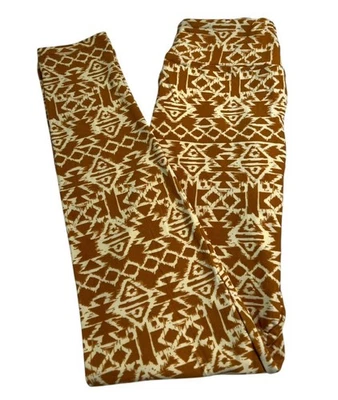LuLaRoe Leggings OS One Size FALL Autumn BROWN Southwest AZTEC Stripe SOFT Knit - Image 1 of 4