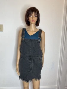 Free People Faded Black Fringe Overalls 90s Style Women’s Size 10 - Picture 1 of 9