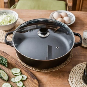 Cast Iron Pan Pots Non Stick Skillet Cooking Casserole Dish Pot w/ Lids & Handle - Picture 1 of 101