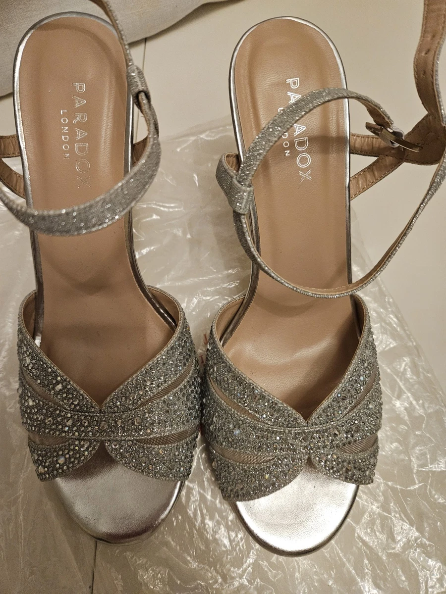 Paradox London Pink Sabrina Sandals - Metallic Pink, Jeweled Straps, 2.25 Inch Heel, Size 10 - View #5