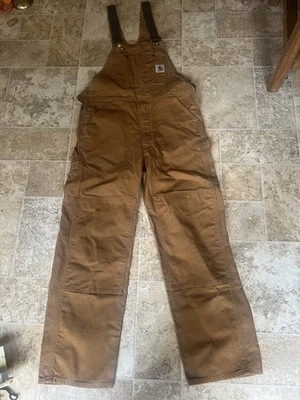 Carhartt Men's Overalls 36x32 Brown - Image 1 of 4
