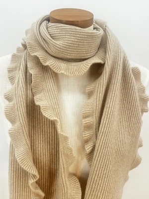 Bufanda Cuello Cachemira Beige Tostado Camel Acanalado Volantes Worthington 8 X 60 Foto 1 de 4