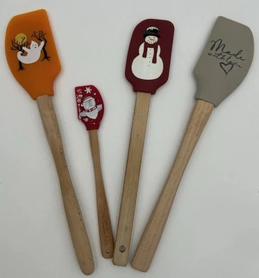 Holiday 4 Spatula Scraper Collection Halloween Christmas Winter Made with Love - Image 1 of 4