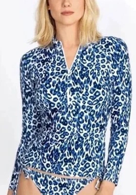 NWOT Calme Johnny Was SM Surf Shirt Blue Cheetah 112337 - Image 1 of 4