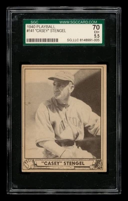 1940 Play Ball Set-Break #141 Casey Stengel SGC 5.5 EX+ - Imagem 1 de 3