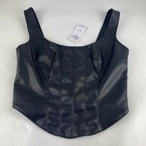 Women’s Abercrombie & Fitch Black Leather Corset Scoop Neck Tank Top - Size XS