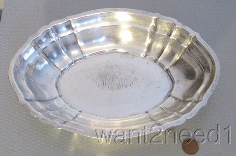 Gorham CHIPPENDALE STERLING SILVER BOWL oval serving 42671 heavy 400g mono "MEM" Cover