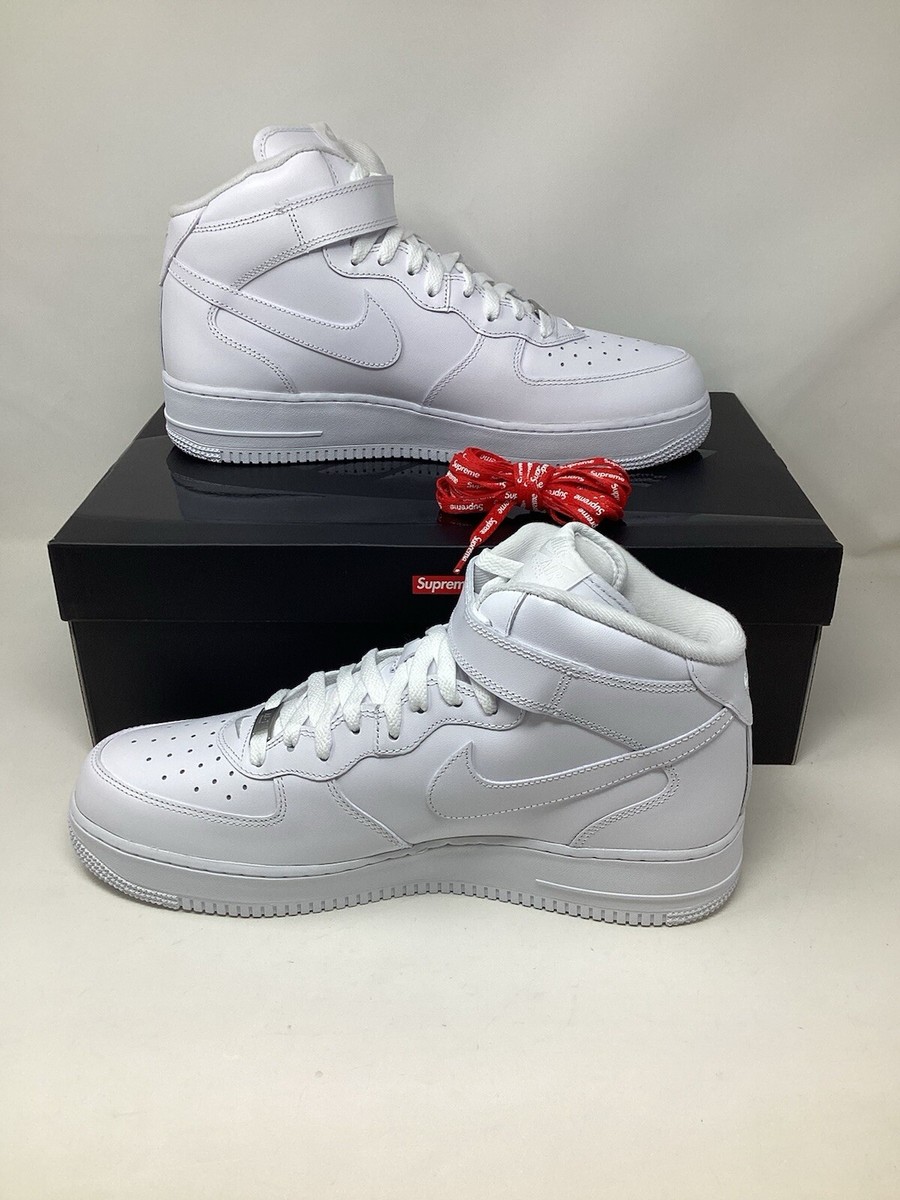 Nike Supreme x Air Force 1 Mid Box Logo - Triple White for Nike Supreme x Air Force 1 Mid Box Logo - Triple White for