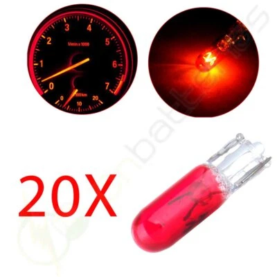 20Pcs Red Halogen Mini-Wedge Bulb Car Instrument Dash Lights Lamp T5 17 37 70 74 - Image 1 of 4
