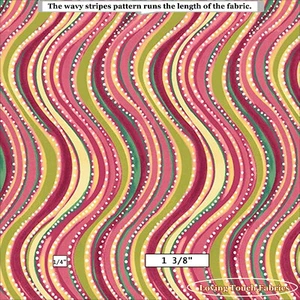 QT, TINTE & PFEIL, JUNE BEE, OLIVIA, WELLIGE STREIFEN 26623-P STOFF PREIS @ 1/2 YD - Bild 1 von 1