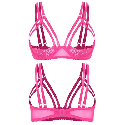 Sutiã feminino aberto copos mamilos expostos com aro 1/4 copo de renda push up balconette - Imagem 1 de 3