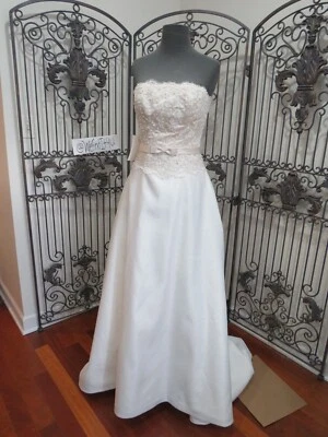 VESTIDO DE NOVIA FORMAL P157W DISEÑADOR 582 TALLA 14 CUENTAS MARFIL $995 Foto 1 de 4