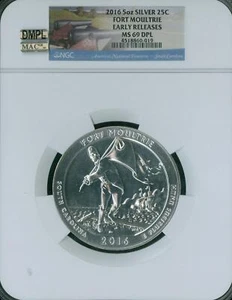 2016 FT. MOULTRIE QUARTER 5 OZ NGC MS69 MAC DPL DMPL FINEST REGISTRY SPOTLESS * - Picture 1 of 2