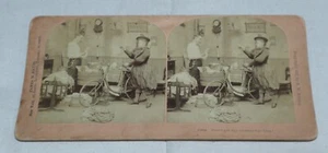 WOMEN'S SUFFRAGE | *Man Doing Laundry Bicycle* Rights Kilburn Stereoview Photo - Picture 1 of 2