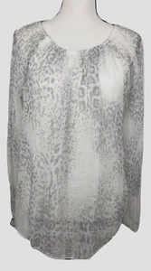 Viola Borghi Bluse Damen S grau 100% reine Seide Animal Print Langarm - Bild 1 von 5