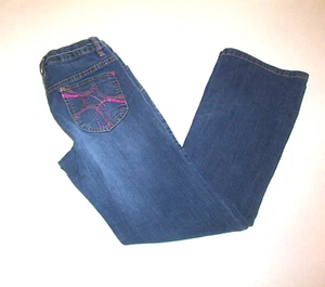 Pantalones de mezclilla azul bordados con corte bota para niñas 14 - Imagen 1 de 4