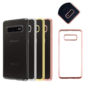 For Samsung S10 S10e S10 Plus Clear Case Transparent Back and Metal Luster Edge - Picture 1 of 21