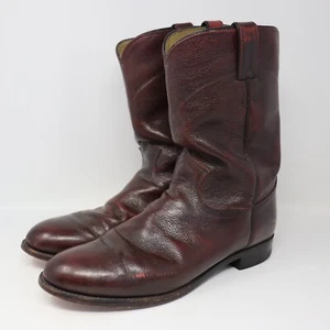 Justin Roper Herren Burgund Leder Stil Cowboystiefel Größe 10 D - Bild 1 von 7