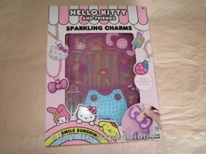 NEW HELLO KITTY SPARKLING CHARMS JEWELRY MAKING CRAFT KIT WITH CORDS BEADS CASE - Picture 1 of 2