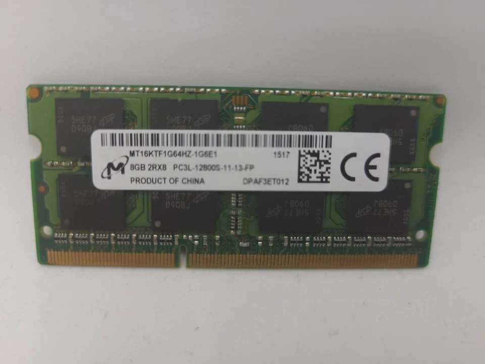 Micron 8GB 2Rx8 PC3L-12800S-11-13-FP DDR3 SODIMM RAM (MT16KTF1G64HZ-1G6E1) - Image 1 of 1