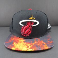 Adidas Miami Heat NBA Flame Print Snap Back Hat, Vintage 90s