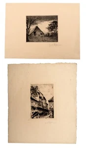 Zwei antike signierte deutsche Radierungen, Stadt und Land - Bild 1 von 14