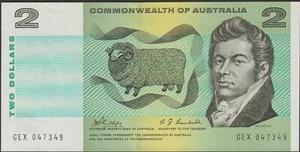 Australia 2 Dollars Banknote 1968 Ch, About Unc,55 Pic#38-C-49"Free US Shipping" - Picture 1 of 2