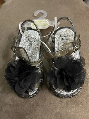 Sandalias Stepping Stones para niñas pequeñas talla 4 grises/claras y de gelatina brillante Foto 1 de 3