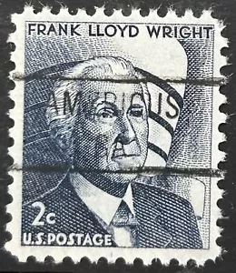 Estampilla de dos centavos de Frank Lloyd Wright tipo 841 precancelada de AMERICUS, GEORGIA - Imagen 1 de 1