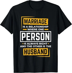 Funny Husband Wife Marriage is A Relationship for Men Women Gift Unisex T-Shirt - Picture 1 of 3