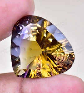 Makelloser natürlicher zweifarbiger Ametrin 34,20 ct Birne zertifizierter unbehandelter Edelstein - Bild 1 von 6