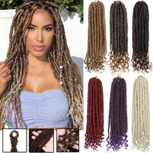 Goddess Braid Curly Faux Locs Natural Braiding Hair Extensions Crochet 3Packs - Picture 1 of 22
