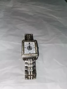 Brighton DIAMOND BAR Lg Face Silver Crystals Rows Watch - Picture 1 of 12