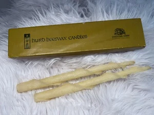 Vintage Paar weiß/creme Hurd Bienenwachs 12" Chantilly Spitzkerzen Weihnachten - Bild 1 von 4