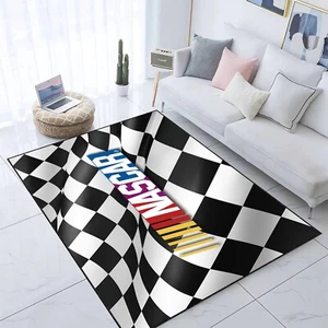 Nascar Finish Flag Rug,Car Sport Design Rug, Racing Cars Rug, Inspired Rug Decor - Picture 1 of 7