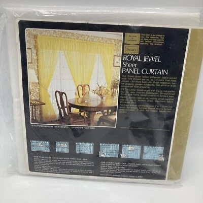 Vintage Sears Sheer Panel Curtain Royal Jewel 40x63 Winter White NOS - Image 1 of 4
