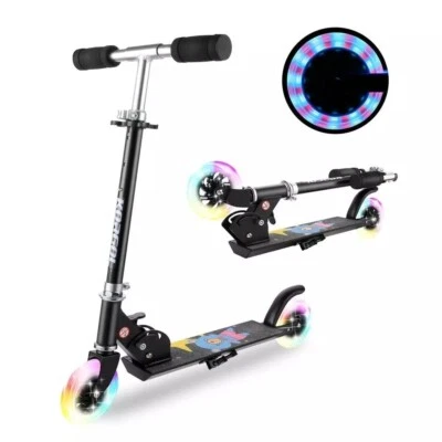 Kick Scooter Ajustable con 2 Luces LED Ruedas Plegables para Niños Principiantes Foto 1 de 4