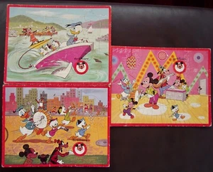 Lot of 3 Vintage 1960s Jaymar Walt Disney Water Skiing, Parade Band Tray Puzzles - Picture 1 of 11