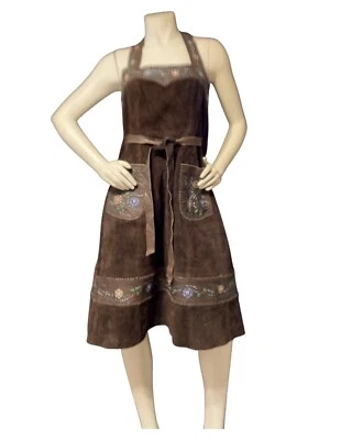 Vintage CHAR Mexican Suede Dress OOAK Patchwork Whipstitched Hippie Wraparound - Image 1 of 4