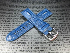 New 22mm Hornback Grain Leather Strap Blue Watch Band Blue for MONTBLANC - Picture 1 of 9