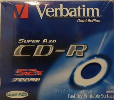 Verbatim CD-R80 –  10 PACK - Ink Jet Printable  Recordable CDR - NEW & SEALED   - Image 1 of 4