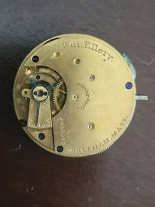 VINTAGE 8 SIZE WALTHAM WM ELLERY MODEL 1873 POCKET WATCH MOVEMENT KEEPING TIME - Picture 1 of 2