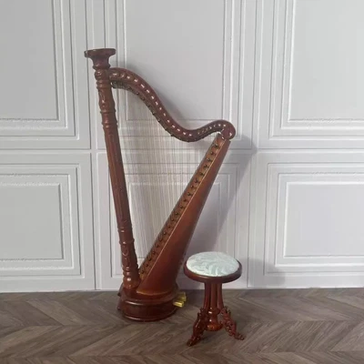 1:12 Classic Vintage Harp Bench Set With Stool Miniature Dollhouse Furniture NvE - Image 1 of 4