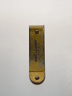 SAINT LAURENT Dinero Clip Bill Color Oro Liso Logo Grabado Metal - Imagen 1 de 4