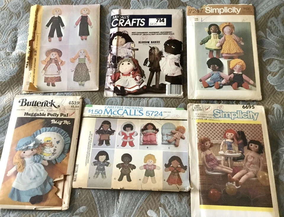 Lot of 6 VTG Cloth Doll Patterns McCalls Simplicity Butterick - 10”-Life-SZ - Image 1 of 2