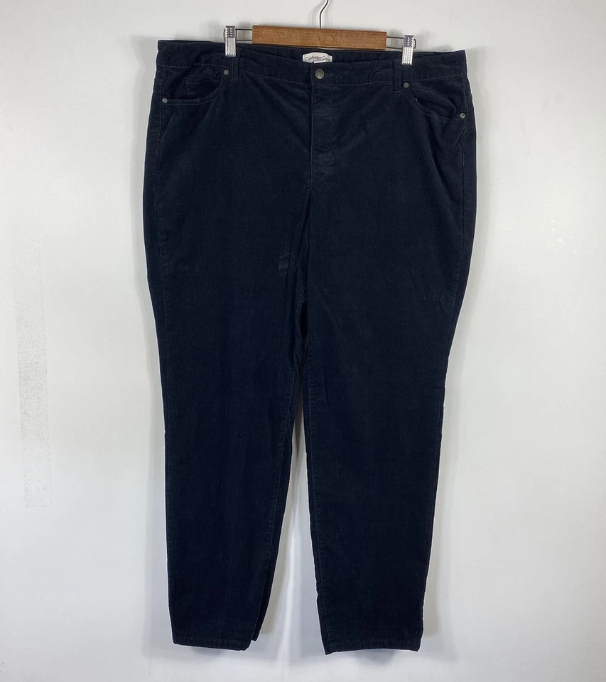 Pantalones de pana Coldwater Creek talla 20 Pinwale elásticos pierna recta azul marino Foto 1 de 4