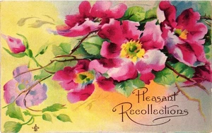 Postal vintage de 1911 florales agradables recuerdos - Imagen 1 de 2